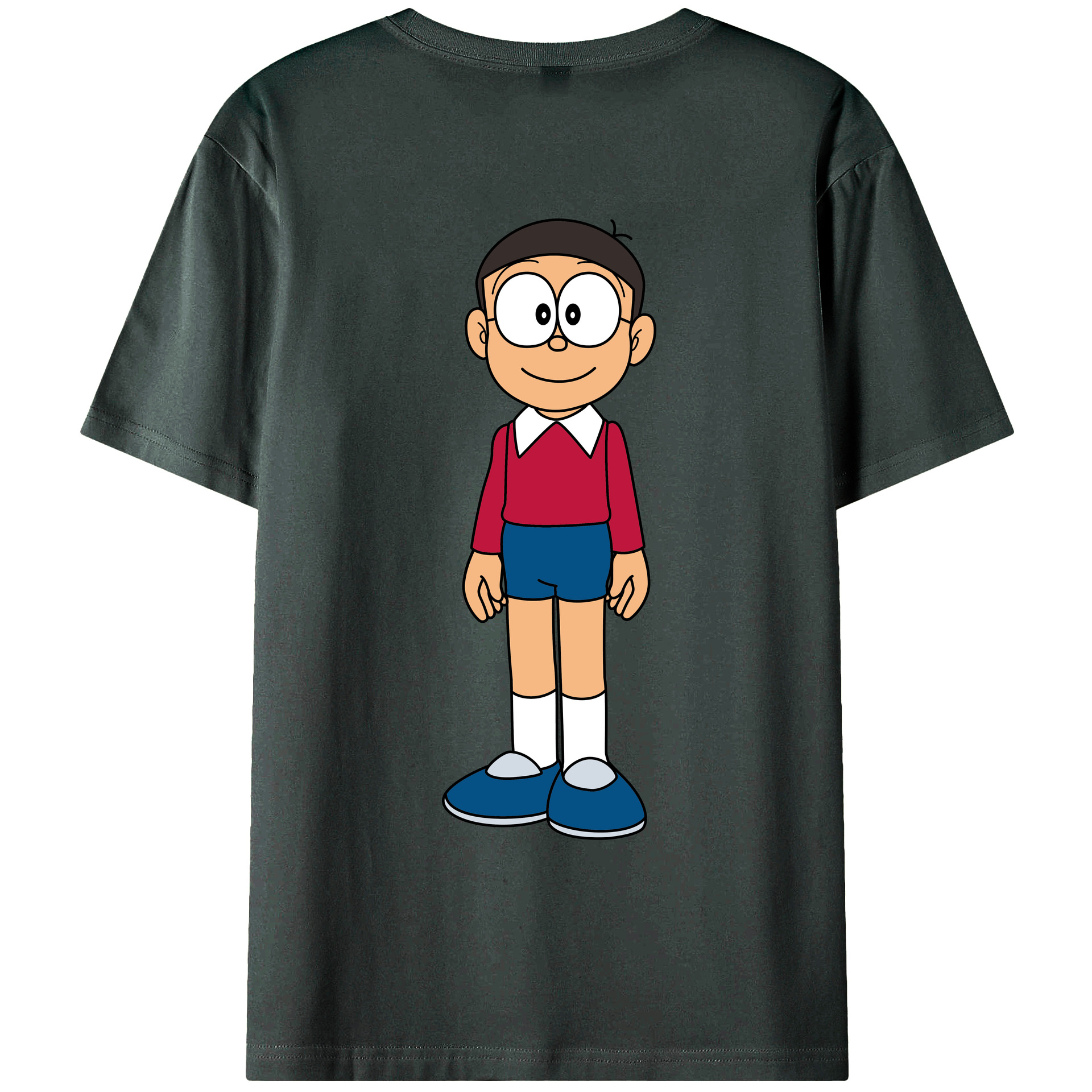 （画像用） ドラえもん 野比 のび太 Doraemon Nobita Nobi 綿100％ メンズ半袖Tシャツ（バックプリント） 通気性